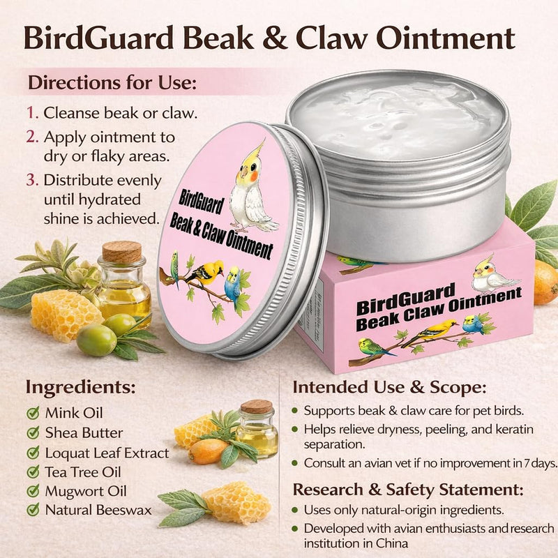 XANADU Bird Ointment - Beak Balm & Claw Moisturizer for Dry, Peeling, Cracked Beaks and Rough Claws | Natural Beak Conditioner for Budgies, Parakeets, Cockatiels, Finches & Lovebirds (Mini Size) Mini Size