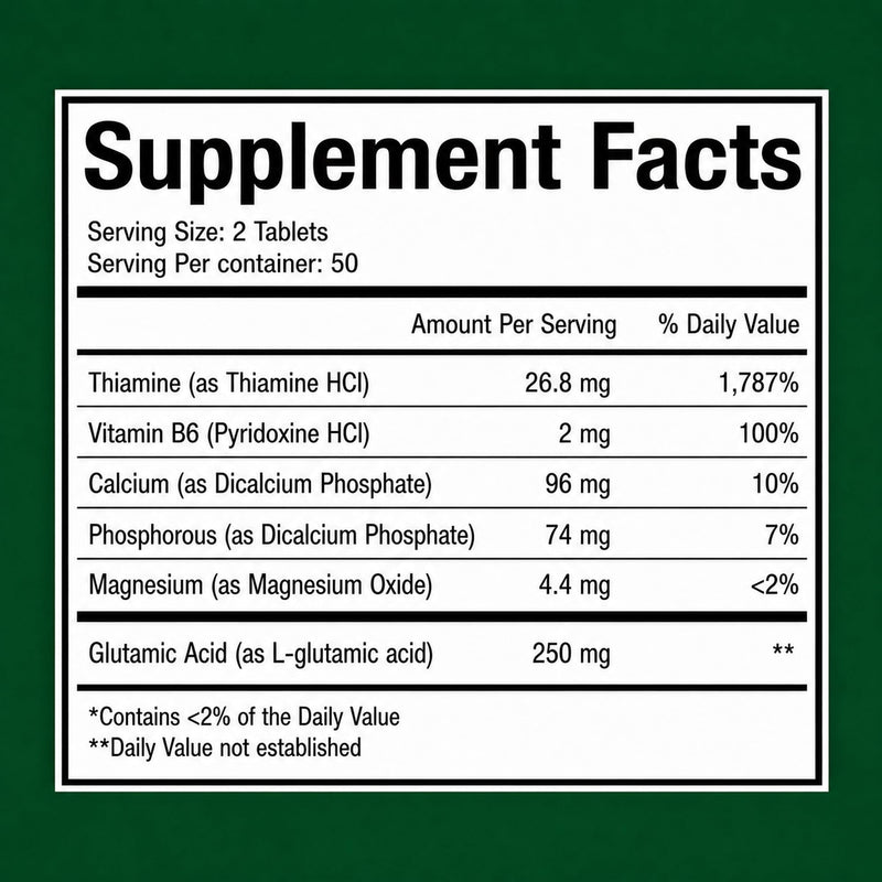 Brain Supplement with B6 & Thiamine | 100 Tablets | 1-Pack | High-dose B vitamins for memory, focus & nervous system health, daily formula for adults 100 Count (Pack of 1)