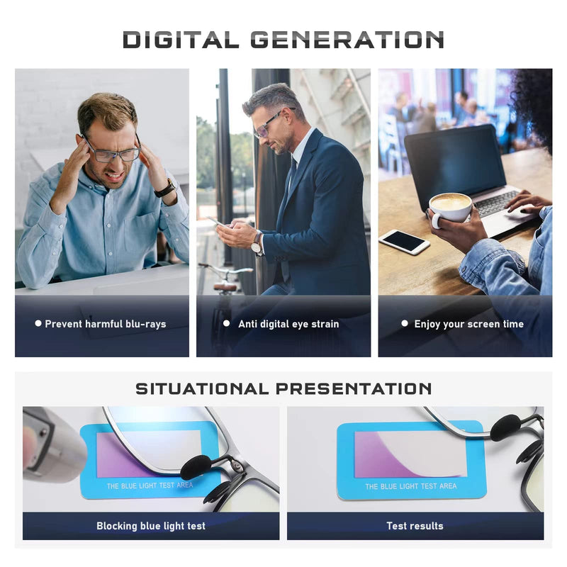 Blue-Light-Blocking-Glasses Men/Women Gaming Glasses Computer Screen Eyeglasses Metal Frame A1-metallic Gray - BeesActive Australia