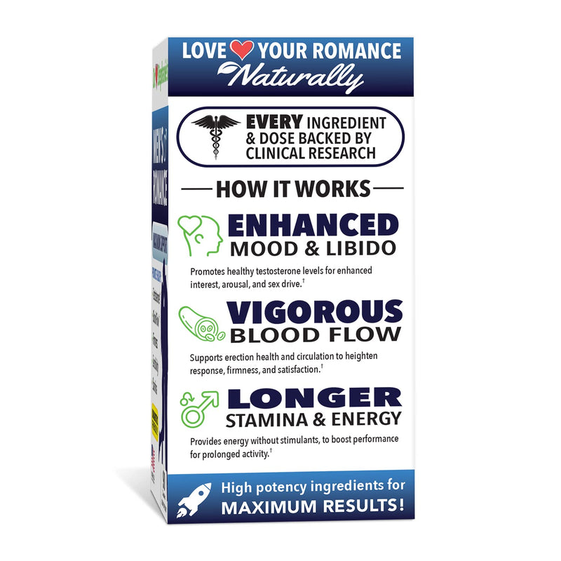 Dr. Stephanie's Men's Romance - Energy & Endurance Natural Supplement - with Tribulus Terrestris, Fenugreek, & Longjack Root 90 Count (Pack of 1) - BeesActive Australia
