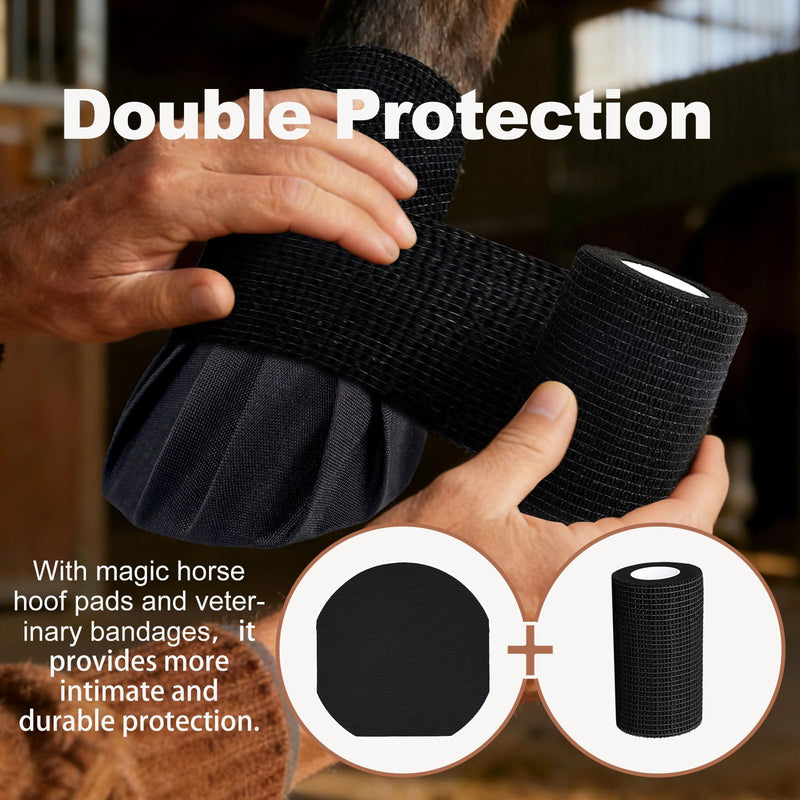 12 PCS Horse Hoof Tape with 6 Rolls of Wrap Total 18 Pack, Strong Sticky Horse Hoof Wraps, Breathable Waterproof Magic Cushion Hoof Packing,Protection for Hoof Hoove