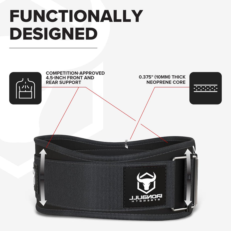 Weight Lifting Belt for Men and Women - Great for Squats, Deadlift, Lunge, Exercises and Training - Best for Olympic, Cross-Training and Bodybuilding Workout Medium Black