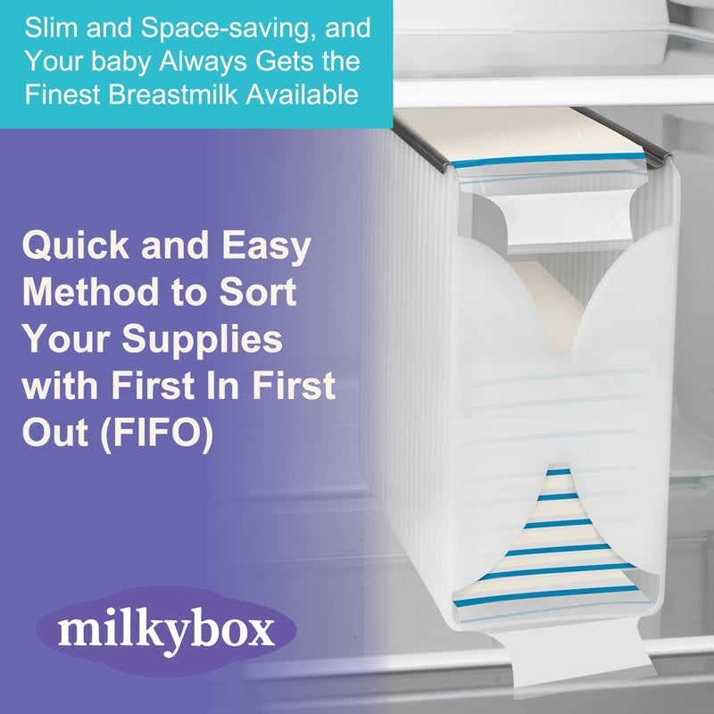 Freeze Organizer and Tower for Breastmilk Storage Bags, Milkybox First-in First-Out Container Storing System with Quick-freeze Tray to Freezing Breastmilk, Reusable and Breastfeeding Essentials White - BeesActive Australia