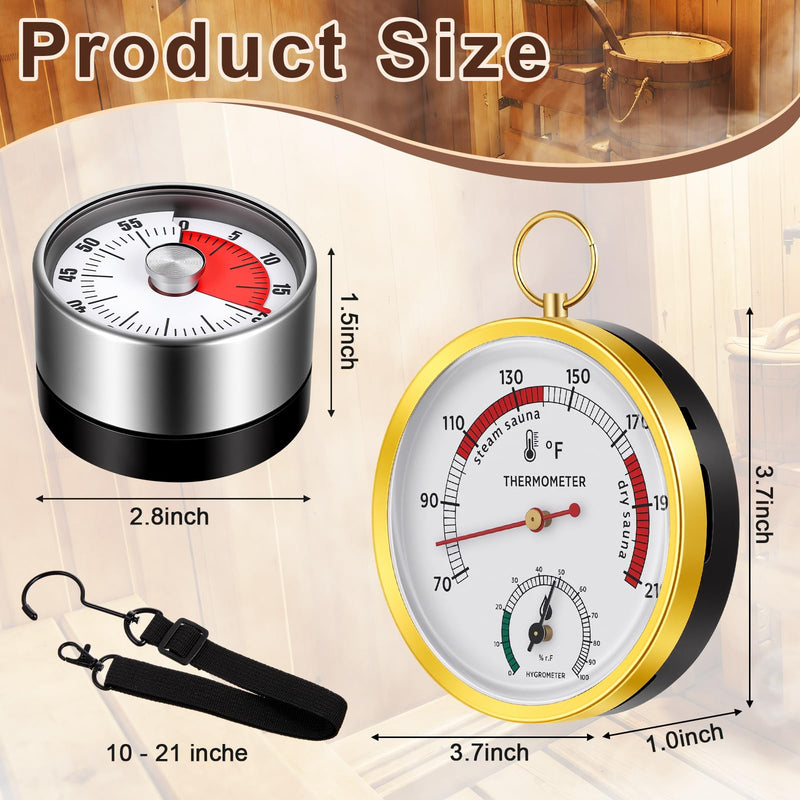 2 Pcs Sauna Thermometer and Hygrometer, Timer, Upgraded Lanyard-Mounted for Portable Steam Sauna Box, Ideal for Infrared/Indoor/Home Use, Essential Accessory and Gift for Enthusiasts - BeesActive Australia