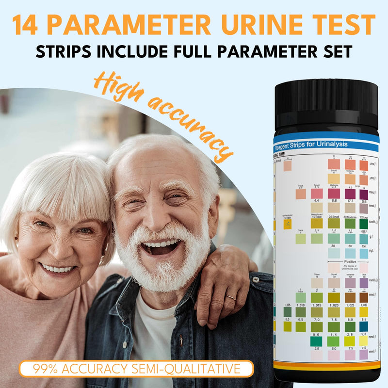 14-URS Reagent Test Strips [120 ct] for Urinalysis and Detection of UTI, LEK, Pro, Ket and More, Comprehensive Test - for Men & Women at Home Use with Reliable Results in 60 sec.