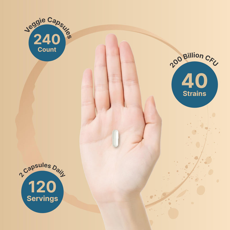 Probiotic 200 Billion CFU ‚Äì 40 Strains Per Serving | 240 Veggie Capsules with Prebiotics and Probiotics for Digestive Health ‚Äì Gut Health & Bloating Support | Daily Probiotics for Women & Men - BeesActive Australia