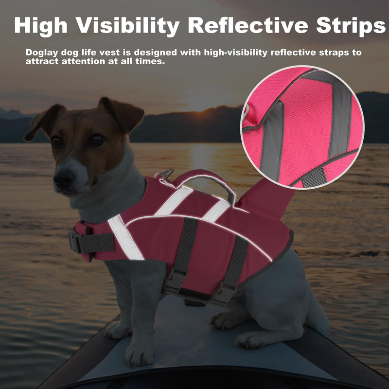 Doglay Dog Shark Life Jacke,Superior Buoyancy Dog Life Vest with Rescue Handle Reflective Stripes & Shark Fin, Ripstop Pet Preserver Swim Vest for Small Medium Large Dogs Pink - BeesActive Australia