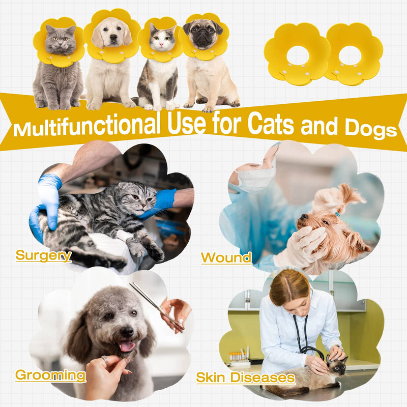 PUMYPOREITY 2 pieces cat neck collar, adjustable cat collar, Elizabethan collar, recovery collar after surgery and injuries for puppies, small dogs and cats (yellow, M) A-yellow - BeesActive Australia