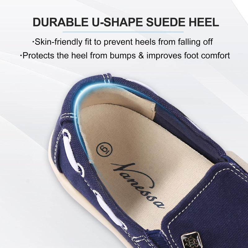 Womens Slip On Shoes - Canvas Casual Loafers Shoes with Arch Support 10 Navy