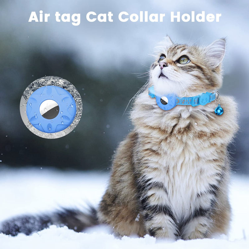 Airtag cat collar, integrated cat collar Airtag with AirTag holder and bell, reflective cat collar with breakable safety buckle for kittens puppies (blue) blue - BeesActive Australia