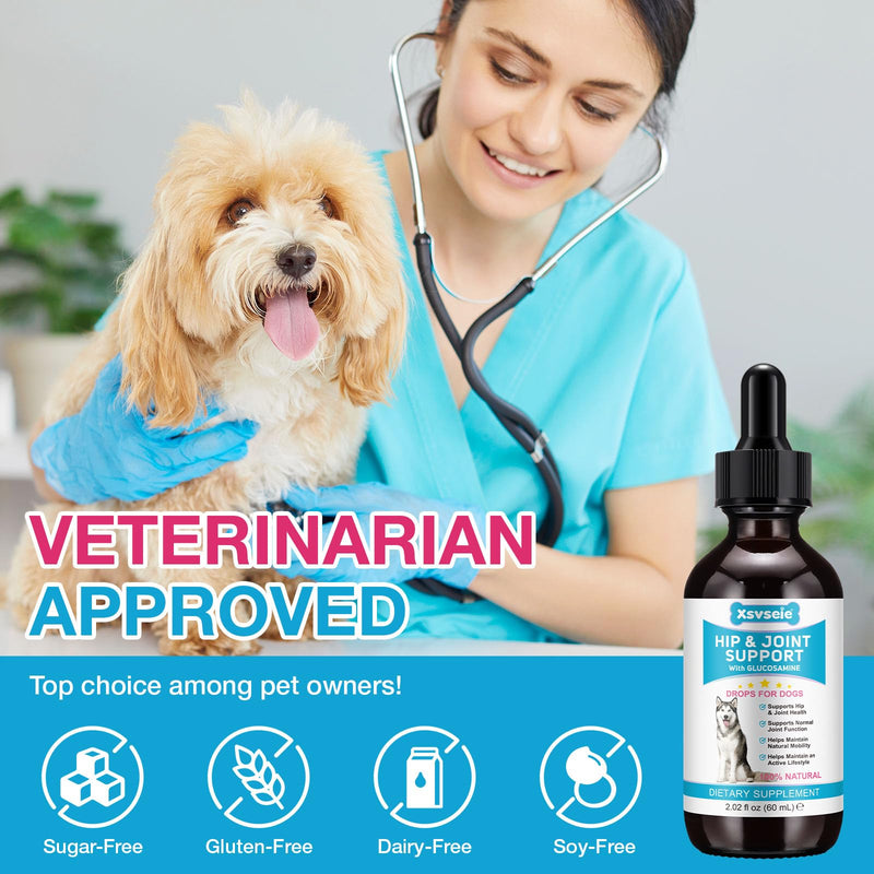 Pain Relief for Dogs, Dog Pain Relief Liquid, Glucosamine for Dogs with Chondroitin, MSM & Vitamin C, Hyaluronic Acid for Hip & Joint Support, Joint Supplement for Senior Dogs (60ml (Pack of 1)) 60ml (Pack of 1)