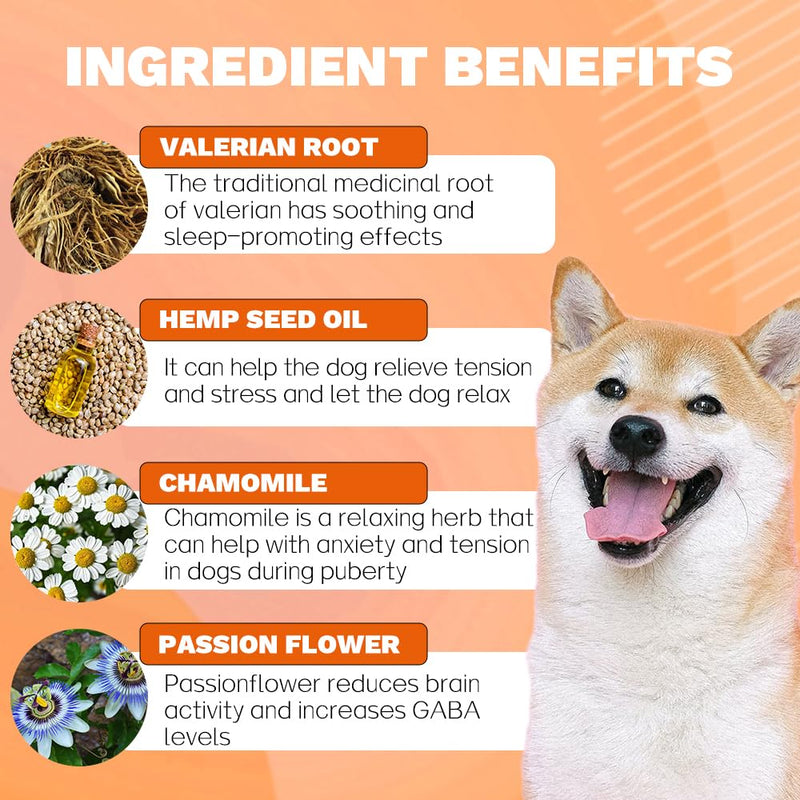 Dog Calming Tablets that work CALMS Fear, Stress, Separation Anxiety, Travel Calming Dog Treats DAILY Dog Calming Chews TASTY Calming Tablets for Dogs CHICKEN Dog Calming Tablets Dog calming products
