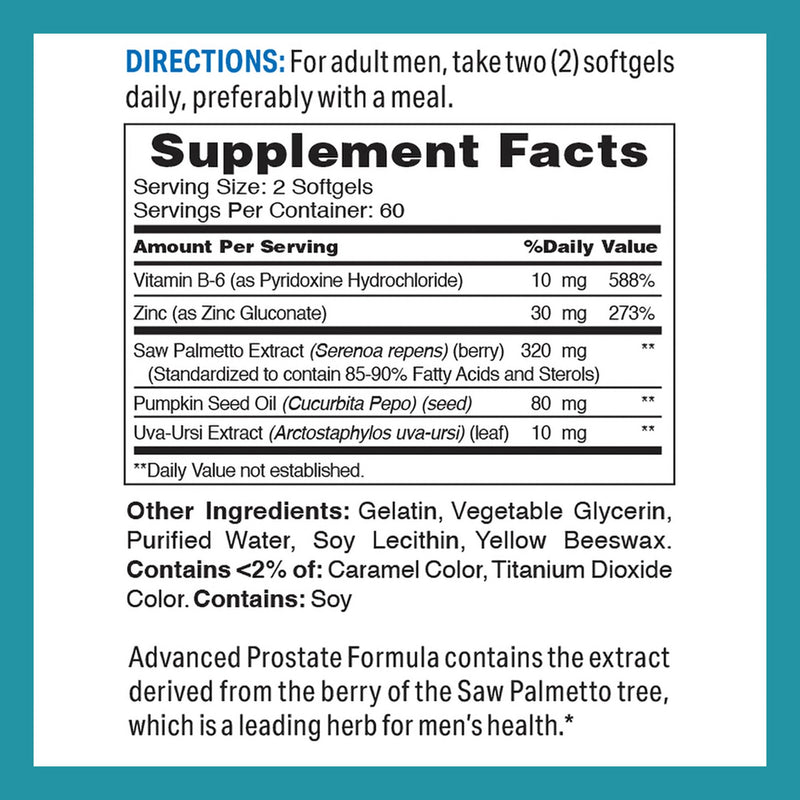 Vitamin World Advanced Prostate Formula Saw Palmetto Complex, 120 Softgels | Supports Prostate Health, Urinary Health, Rapid-Release, Gluten Free
