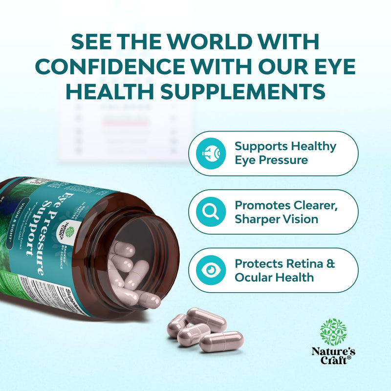 Eye Pressure Support with Bilberry Extract - Vegan Eye Health Supplement for Adults For Ocular Pressure Relief with Saffron Ginkgo Niacin and More Vitamins Vision Support - 30 Count - 3 Pack | Bilberry, saffron & ginkgo formula with niacin to support o...