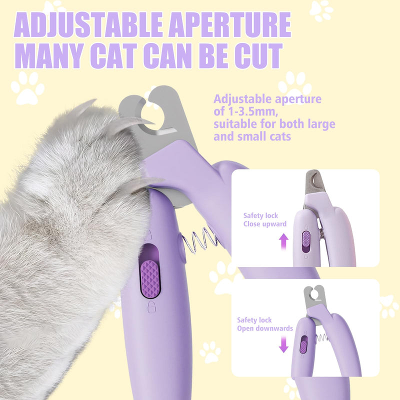 SNONESIY Cat Claw Trimmer Cat Claw Cutter Cat Nail Clippers with Nail File and Splash-Proof Protection Device Professional Pet Claw Scissors for Small Dogs Puppies Cats with File - BeesActive Australia