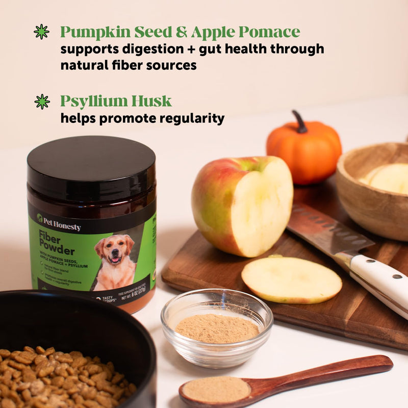 Pet Honesty Pumpkin Fiber Powder Supplement for Dogs - All Natural Dog Probiotic with Psyllium Husk, Pumpkin Seeds and Apple Pectin for Healthy Digestion (90 Scoops) 90 Scoops Powder
