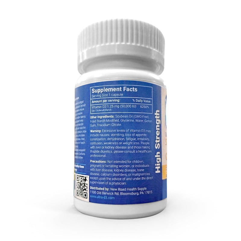 Once-Weekly Vitamin D3 50,000 IU Softgels, 50 Count Bottle, High Potency Vitamin D Supplement, Easy-to-Swallow, Extended Supply 50 Count (Pack of 1)