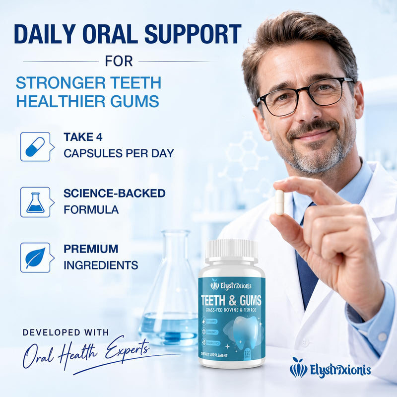 Gum Restore, Gum Repair for Receding Gums – Advanced Formula | 3B CFU Oral Probiotics, Vitamins D3, K2 & C | Supports Tooth Remineralization, Oral Balance & Fresh Breath | 120 Capsules 120 Count (Pack of 1)