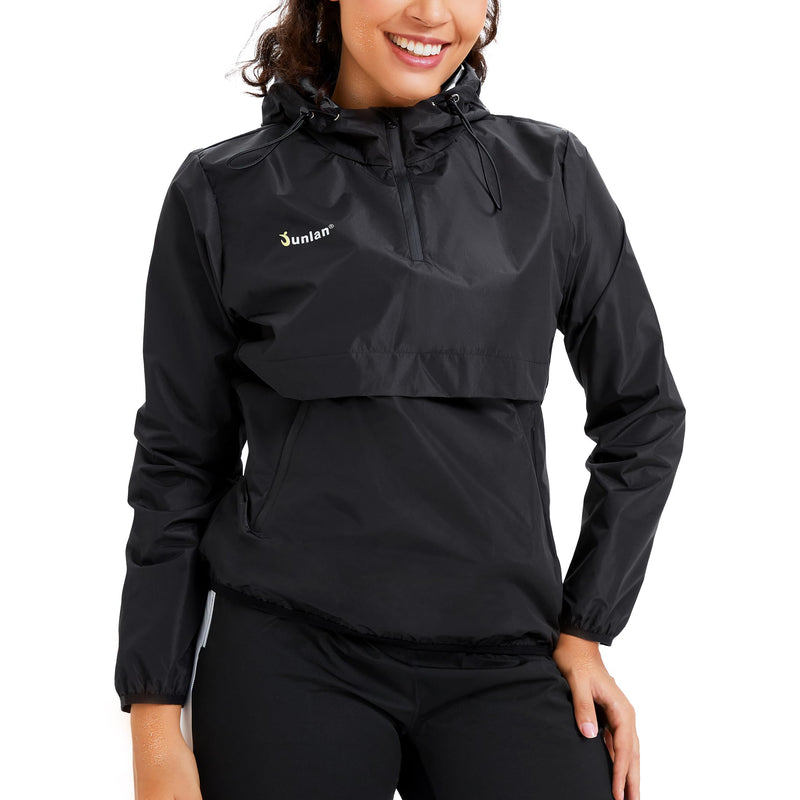Junlan Sauna Suit for Women Sweat Jacket Gym Workout Vest Sweat Suits for Women A.black Tops Only X-Large