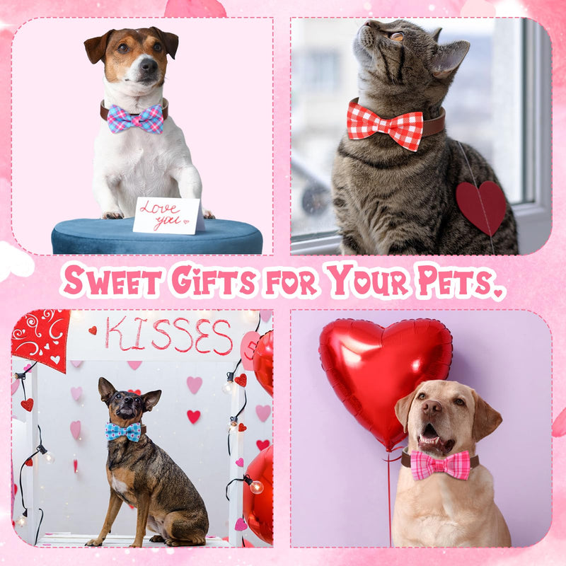 Silkfly 60 Pcs Valentine's Plaid Dog Collar Bow Ties Bulk Bachelorette Wedding Dog Bowtie Holiday Dog Accessories Grooming Supplies Puppy Bows Detachable Collar Charms for Small Medium Large Dogs Cat - BeesActive Australia