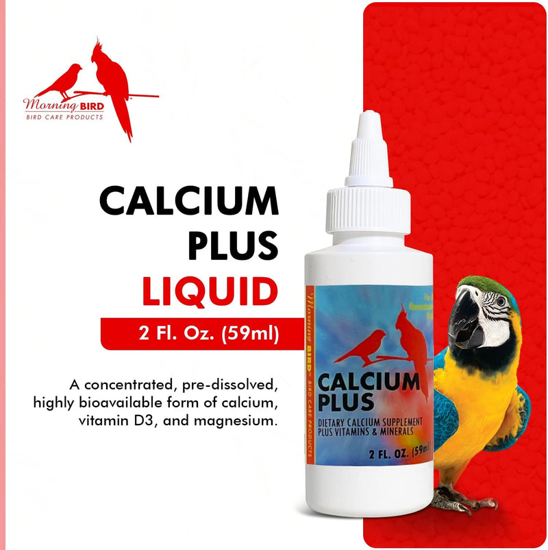 Morning Bird Calcium Plus Liquid Supplement for Birds - Liquid Calcium Formula with Magnesium and Vitamin D3 Calcium Supplement for All Birds – 2 Fl Oz - BeesActive Australia