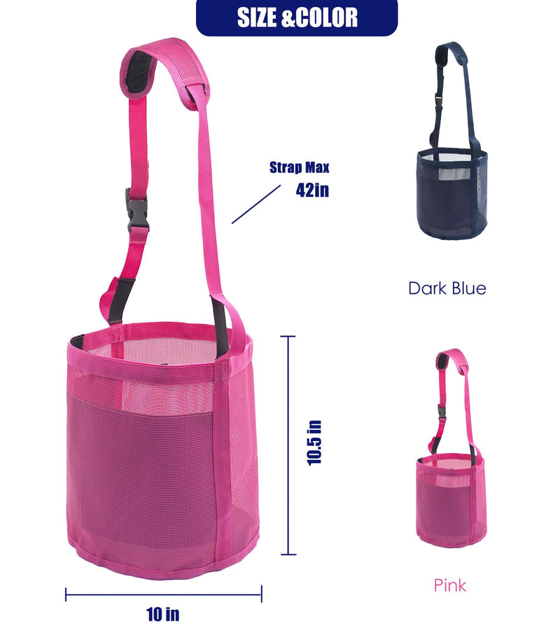 Horse Feed Bag for Grain Feeder - Heavy Duty Equine Mesh Horse Nose Bag, Blue Grazing Muzzle for Horses with Adjustable Strap,Comfort Neck Pad and Nose Pad and Waterproof Bottom(Medium,2PCSblue) 2PCSblue - BeesActive Australia