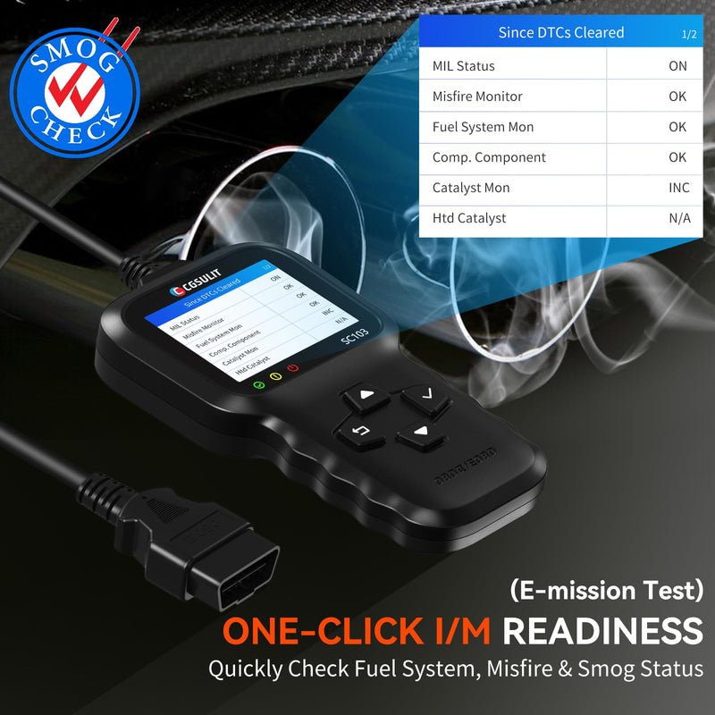 OBD2 Scanner, CGSULIT SC103 Car Code Reader Diagnose Check Engine Light Smog Check DTCs Scan Tool Live Data Stream Voltage Test for Vehicles Since 1996 - BeesActive Australia