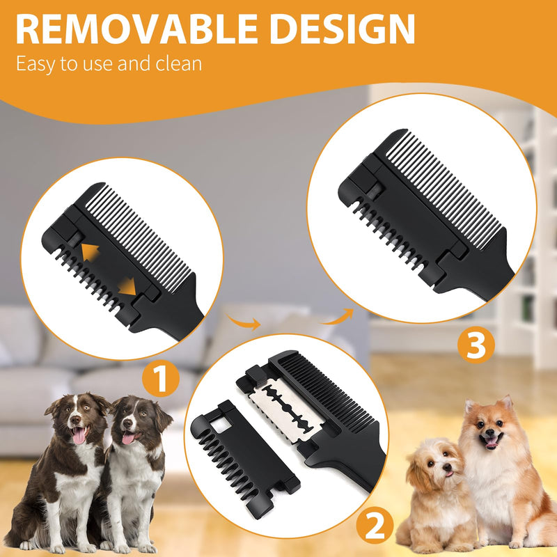 2 Pcs Razor Comb for Dogs Cats with 20 Pcs Extra Blades Pet Razor Comb 2 in 1 Trimming&Grooming, Dog Cat Brush that Cuts Hair, Hair Cutter Comb for Dog Cat, Pet Hair Trimmer Grooming Comb for Dog Cat - BeesActive Australia
