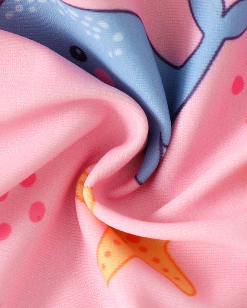 FishingDino Toddler Floatation Swimsuit Girls 1-6T, One Piece Float Suit with Built-in Float, Cute Floating Swim Suit Floatie Pink Whale 4-5T
