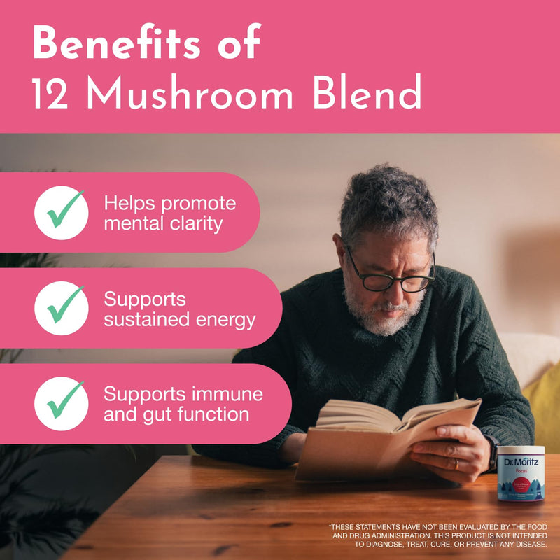 DR. MORITZ Lions Mane Gummies for Adults and Kids 4+ - Mushroom Gummies with 12-in-1 Blend Including Reishi & Chaga - Lions Mane for Kids and Adults - No Sugar Added, Non-GMO (120 Count) 60 Count (Pack of 2)