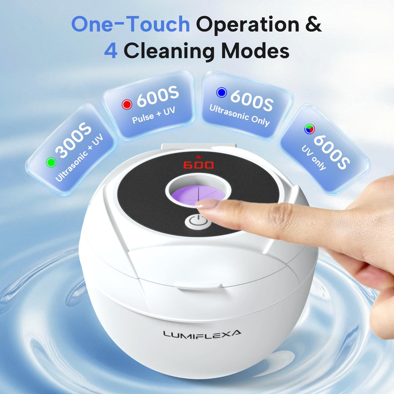 Ultrasonic Retainer Cleaner-45kHz Retainer Cleaner Machine,4 Modes Ultrasonic Cleaner for Dentures, Aligners,Mouth Guards, Braces,Toothbrush,Jewelry-200ML Dental Pod(White) White - BeesActive Australia