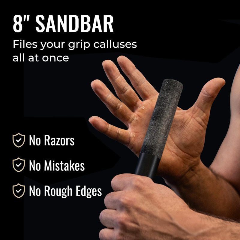 SandBar Ultimate Callus Remover Set - 4" & 8" Files with Moisturizing Salve Balm Stick - Elevating Athletes, Weightlifters & Rock Climbers for Smoother Hands & Feet - Gold (Black) (Gold Bundle) Gold Bundle - BeesActive Australia