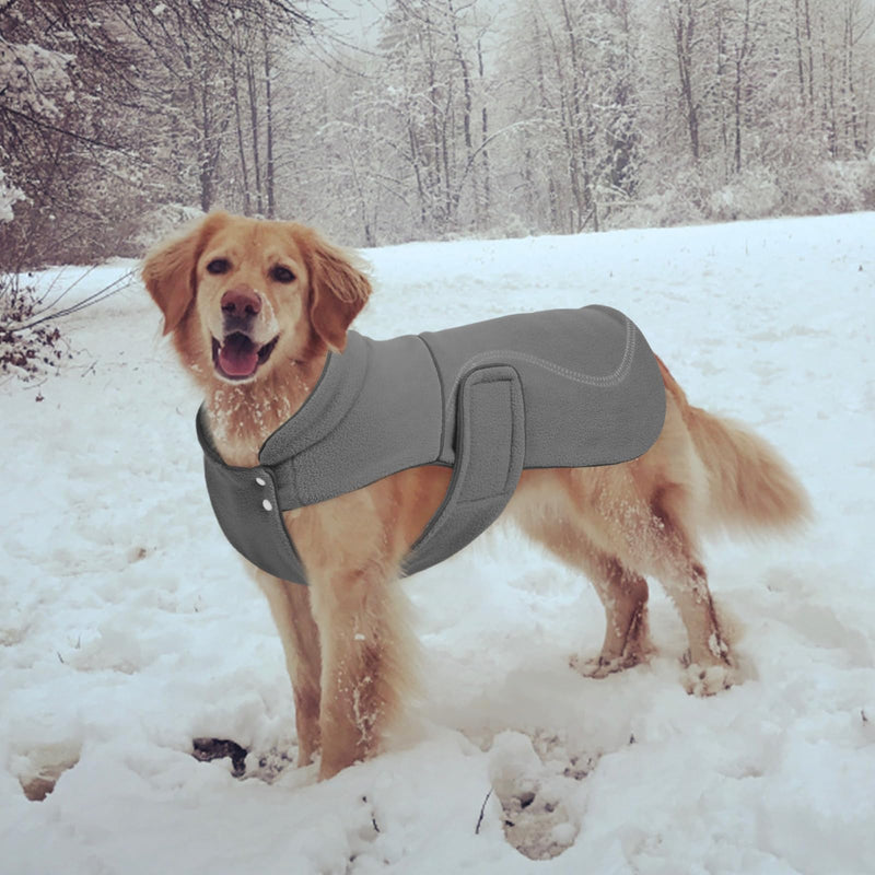 Kuoser Dog Fleece Vest, XL Dog Coat Reflective Dog Winter Jacket Warm Dog Sweater for Extra Large Dogs, Soft Dog Cold Weather Clothes Pet Turtleneck Snowsuit for Beagle,Border Collie, Grey XL X-Large (Chest: 24.4" - 29.5") - BeesActive Australia