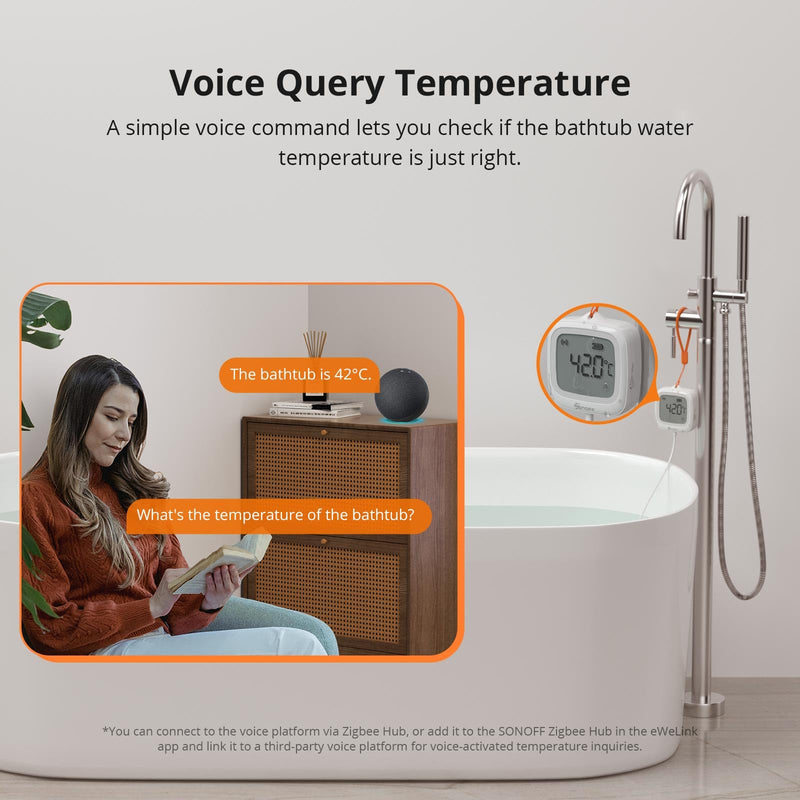 SONOFF SNZB-02LD Zigbee Waterproof Temperature Sensor with 1.5M Stainless Steel Probe, LCD Display, -40~115°C Range, APP Monitoring, Magnetic Mount, Works with Zigbee Hub - BeesActive Australia