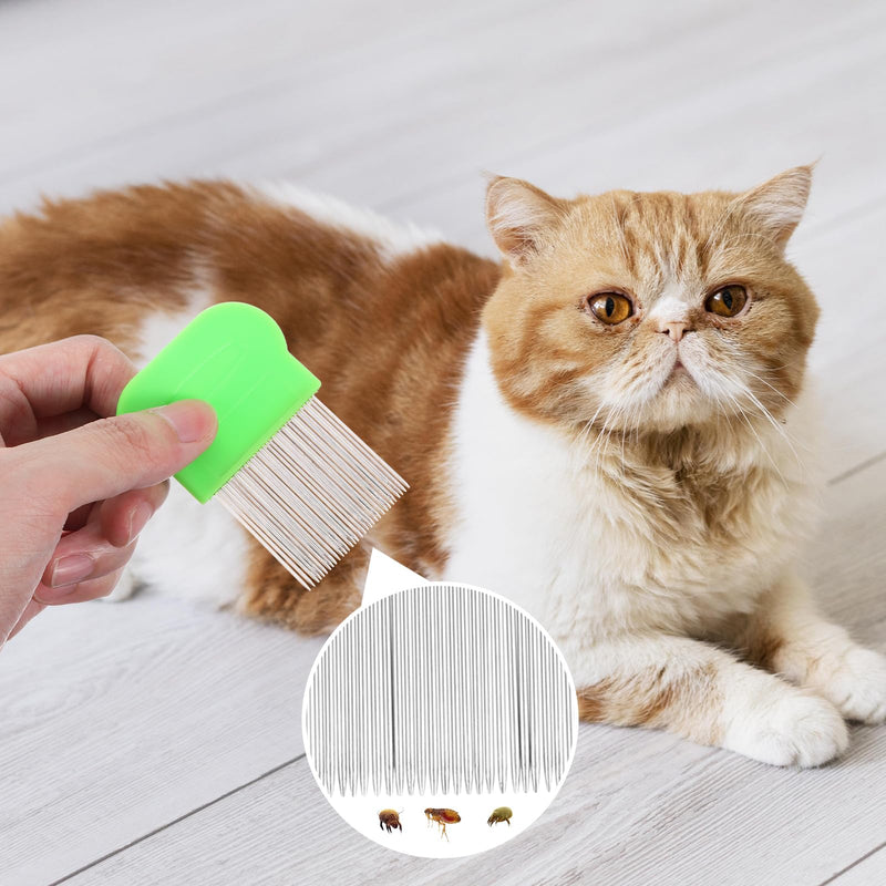 Molain metal lice comb, pack of 4 cat dog flea comb, flea comb for removing fleas, plastic double-sided nit comb, pet comb, stainless steel lice comb, metal teeth lice comb for removing (green) green - BeesActive Australia