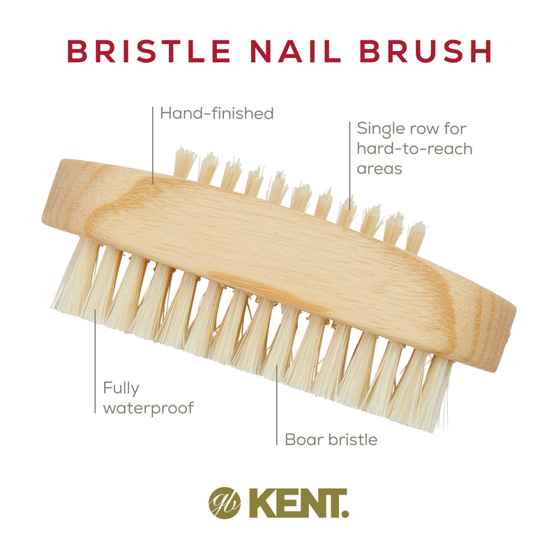 Kent NB3 Natural Bristle Fingernail Brush and Hand Scrub Brush for Nails. Beechwood Finger Nail Brush to Clean Nails and Nail Scrubber Brush for Hands, Feet, Fingernails, and Toenails. Made in England - BeesActive Australia