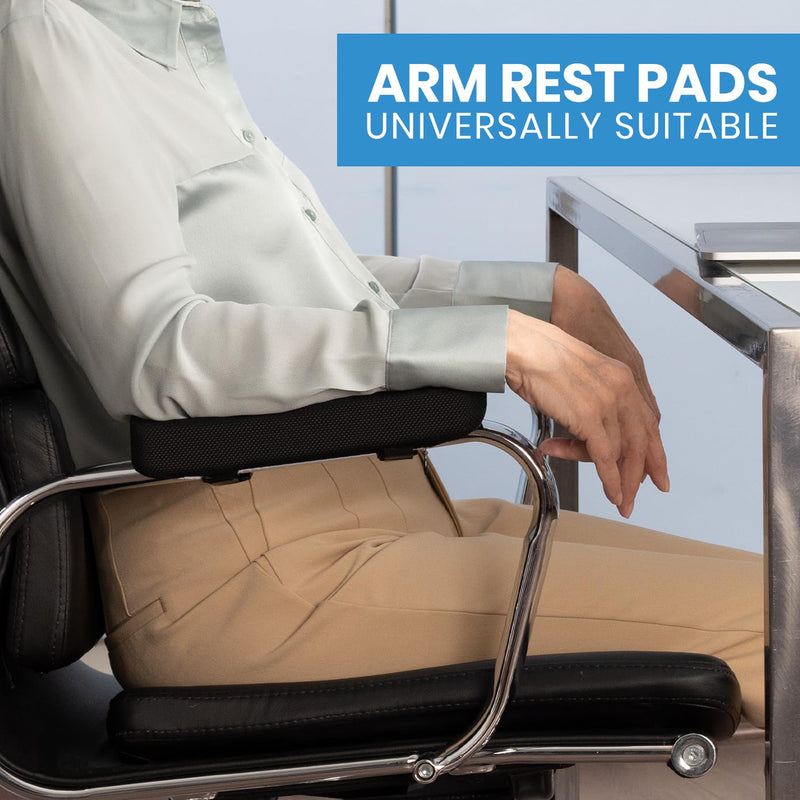 Everlasting Comfort Office Chair & Wheelchair Arm Pads - Cooling Memory Foam Arm Rest Cover for Desk, Gaming Chair, Wheelchair Armrest Pads Black - BeesActive Australia