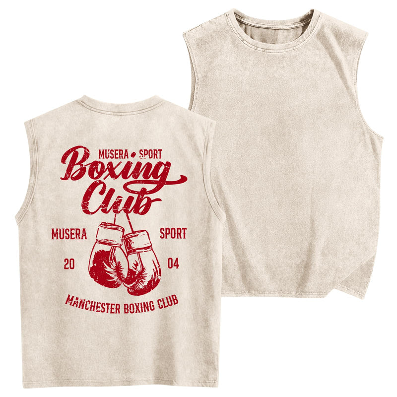 Tank Tops Men Boxing Club Graphic Tank Tops Vintage Sleeveless Cut Off Muscle Shirts Gym Workout Tanks Acid Wash Tee Apricot Small - BeesActive Australia
