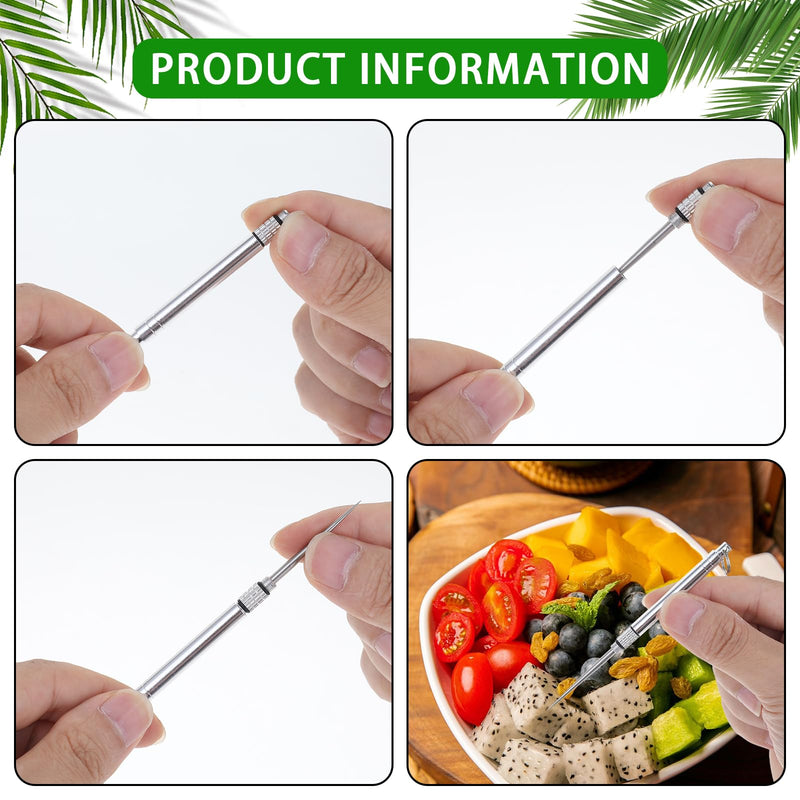 6 PCS Metal Toothpick Portable Toothpick Reusable Toothpick Pocket Toothpicks with Keychain Stainless Steel Dental Picks Travel Large Toothpicks Pocket Toothpick Holder Set - BeesActive Australia