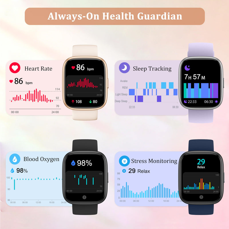 Smart Watch for Women Men, 2026 Upgrade Smartwatch [2 Bands, 44mm case], 1.83" Fitness Tracker Watch Alexa Built-in, Make/Answer Call, HR Sleep Stress Monitor, IP68 Waterproof Step Counter Watch Pinkish Beige