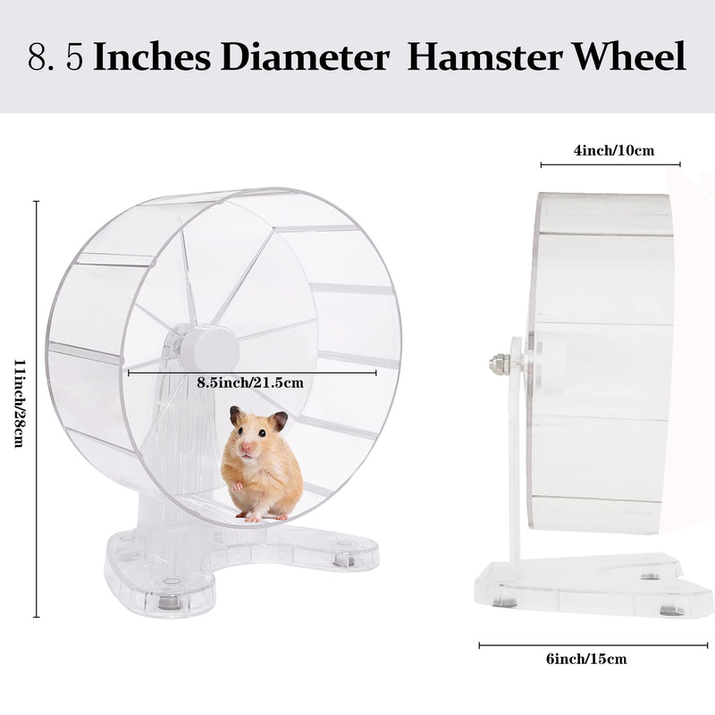 8.5 Inches Super Silent Hamster Wheel for Hamster Exercise Wheel Compatible with Gerbil, Syrian & Dwarf, Chinchilla and More Small Animal Exercise Wheel with Stable Stand, Transparent - BeesActive Australia