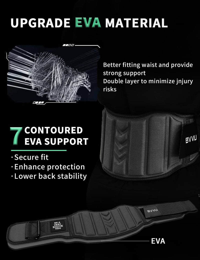 BVVU Weight Lifting Belts for Men Quick Locking Gym Belt for Workout Lumbar Support,Cross Training,Squat Belt Fitness Equipment Medium Black - BeesActive Australia
