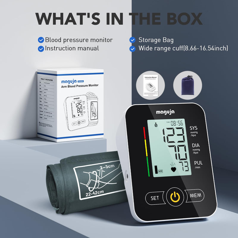 Arm Blood Pressure Monitor,maguja Blood Pressure Machine,BP Monitor Automatic Upper Arm Digital with Blood Pressure Cuff for Home Use Black