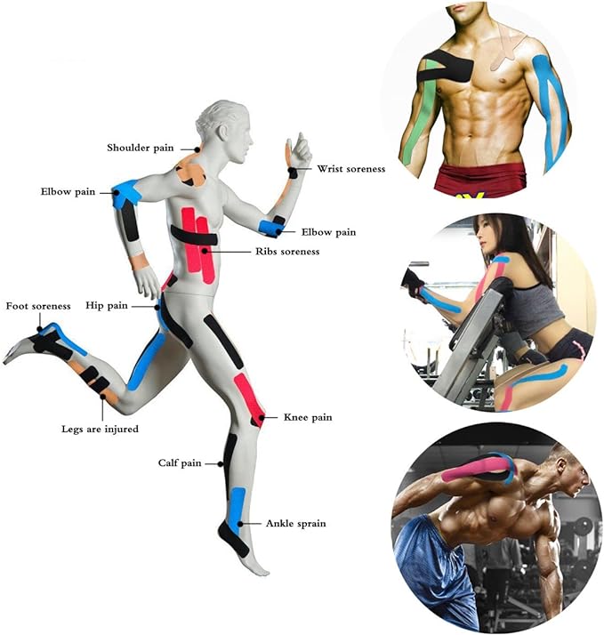 2 Rolls Taping Tape Kinesiology Tape Muscles Joint Support Stretchable Sweatproof Performance Enhancing 2 inches x 16.4 ft (5 cm x 5 m) - BeesActive Australia