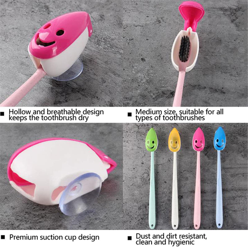 VADOO 6Pcs Toothbrush Head Cover Cap Suction Cup Toothbrush Case Portable Toothbrush Protector Holder (Random Color) Colorful - BeesActive Australia