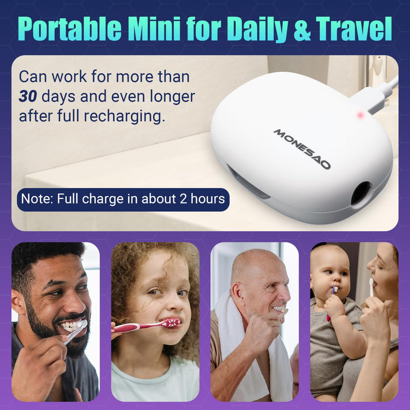 MONESAO Toothbrush Case, Portable Mini Toothbrush Covers with Holder, Rechargeable Travel Home Toothbrush Sanitizer And Holder, Sterilizer Cleaner Case for All Electric & Manual Toothbrushes (White) - BeesActive Australia