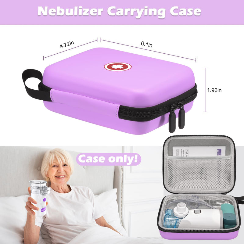 Carrying Case for Portable Nebulizer, Travel Medical Bag, Hard Emergency Medical Bag for Inhaler Spacer Case for Adults(Bag Only) (Purple)