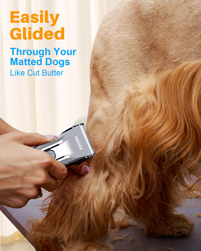 Dog Clippers for Grooming, AIBORS 2500mAH Dog Shavers Kit for Grooming, Low Noise, Rechargeable Cordless Hair Clippers for Dogs Cats Pets, USB C Charging, Quite Dog Hair Trimmer with Ceramic Blade - BeesActive Australia