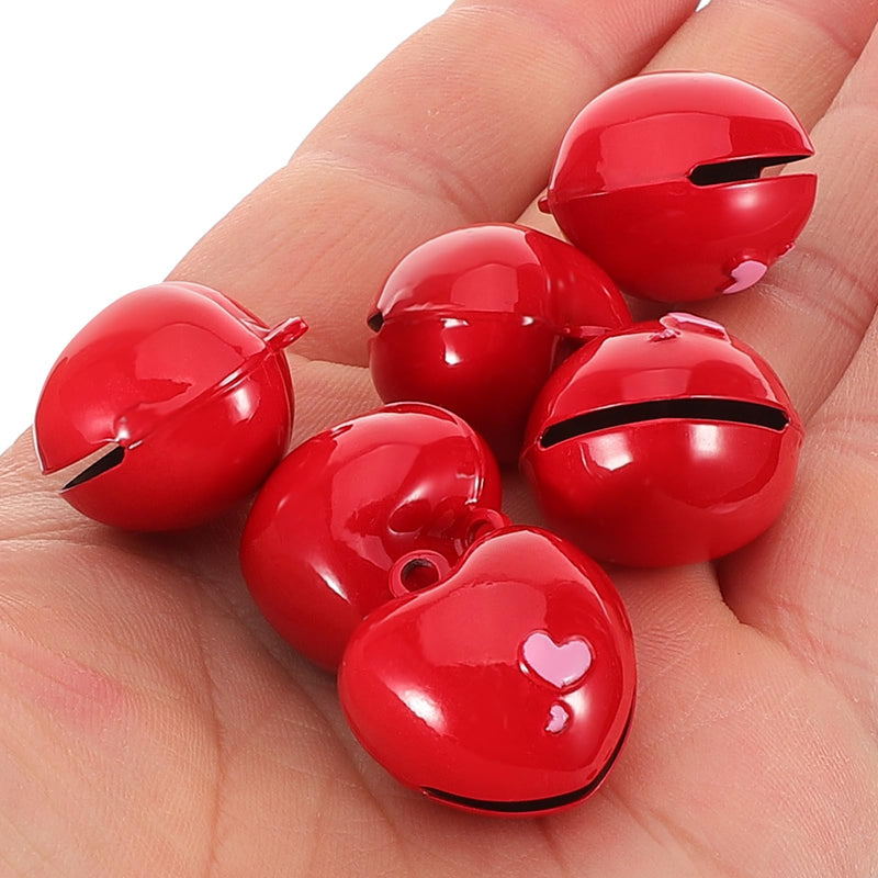Kisangel 6Pcs Red Cat Collar Bell Heart Shaped Bell Jewelry Charms Pet Collar Pendant Training Charm Pendants Red Heart Keychain Charm for Pet Cat Dog Necklace Collar DIY Keyring Pendant - BeesActive Australia