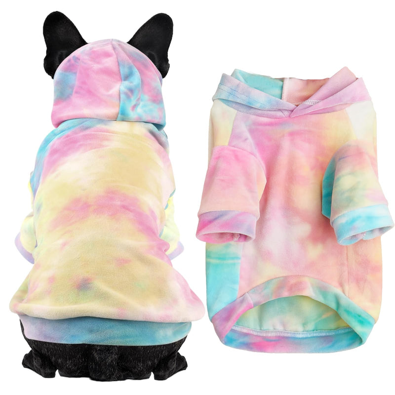 Tie Dye Dog Hoodie Puppy Sweater Sweatshirt, Cold Weather Coat Pet Clothes for Dog Cat Multicolor-02 Medium - BeesActive Australia